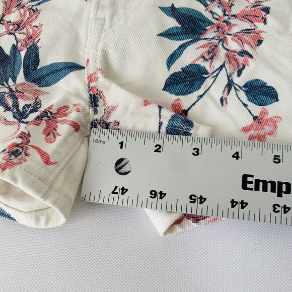 Lucky Brand Shorts Women 24 White Denim Floral Pink Jean Preppy Boho Festival - Picture 8 of 8